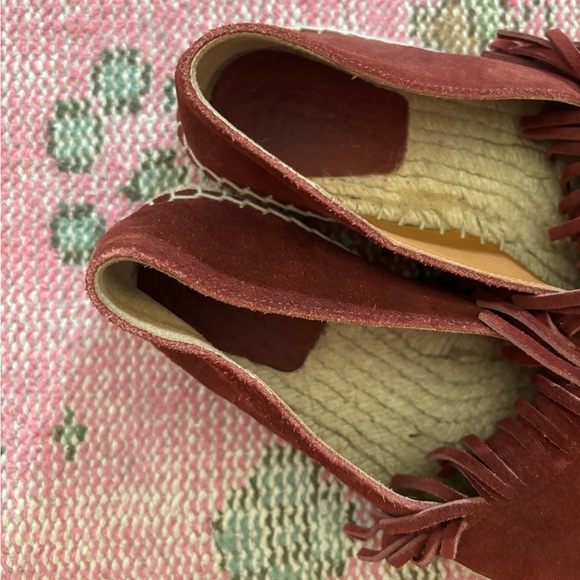 CHLOE Suede Fringe Espadrilles - Burgundy/Maroon/Wine - 37 - Picture 3 of 9